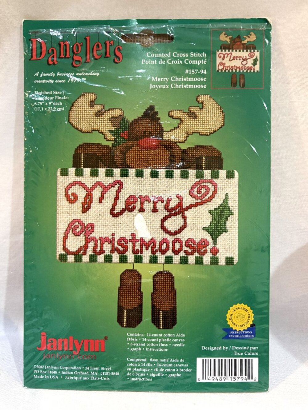 Janlynn Holiday Merry Christmoose Danglers Counted Cross Stitch #157-94 VTG 2002
